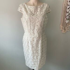 Muse Embroidered Daisy Floral Sheath Dress Formal White Size 10 NWOT